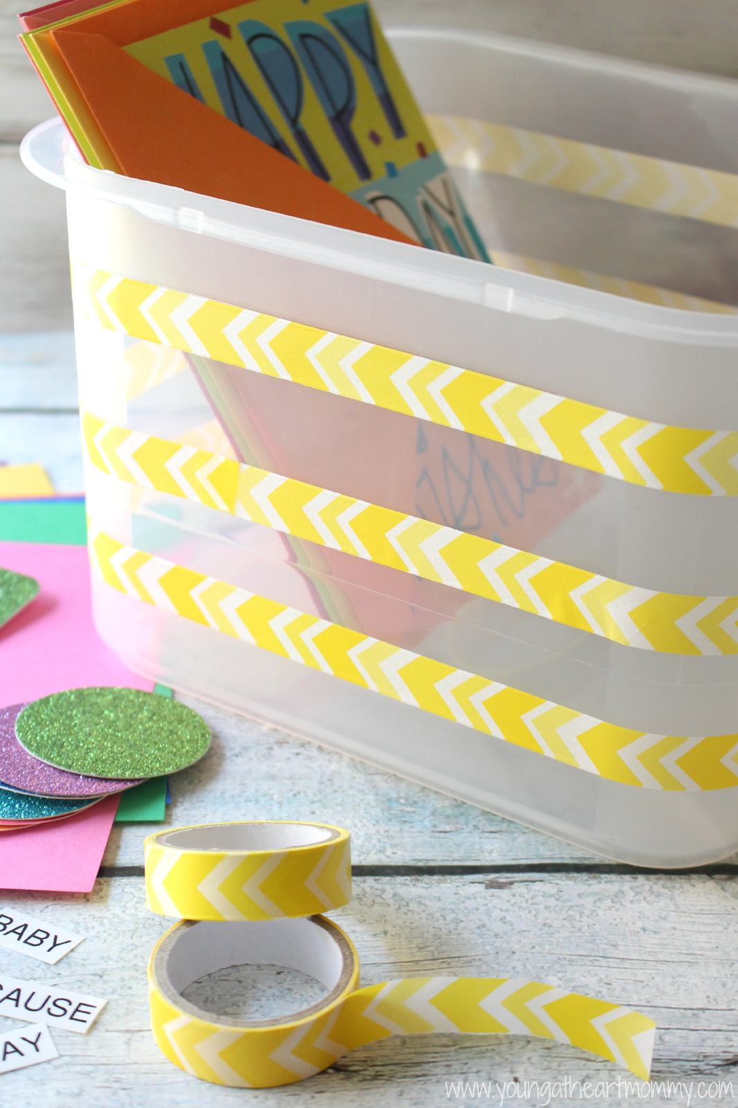 Design And Personalize Your Greeting Card Holder With Colored Washi Tape