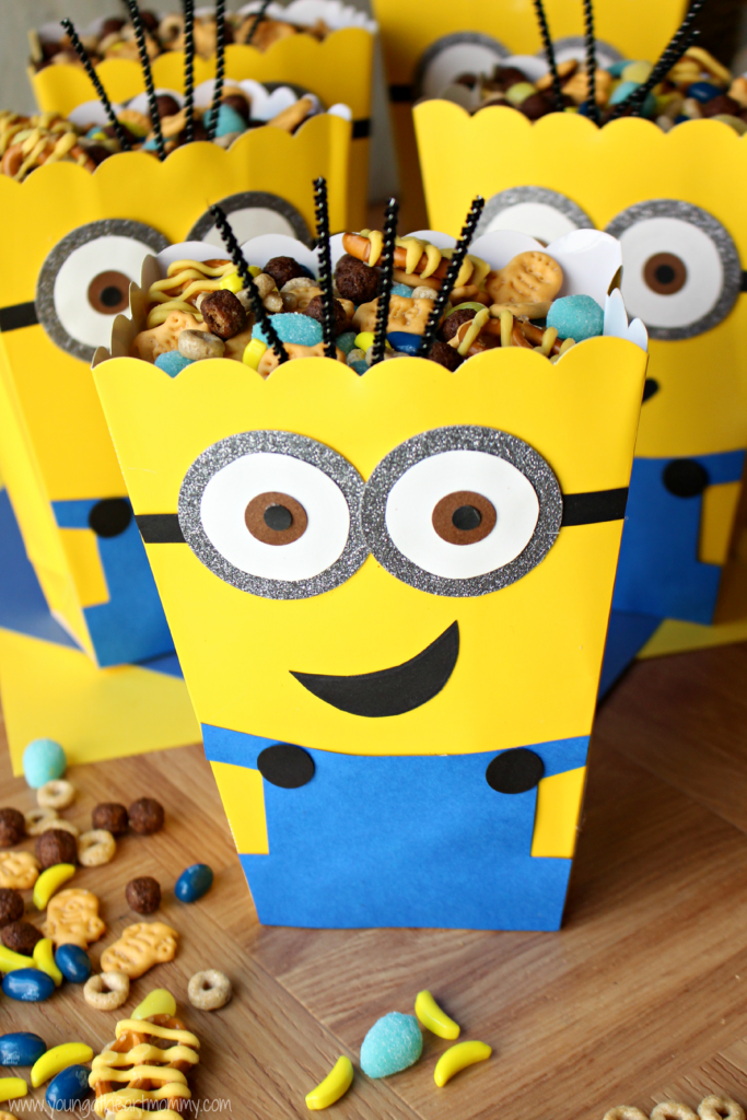 This Despicable Me Minion Munchies Snack Mix is sweet, salty, and loaded with yummy treats for your next family movie night!
