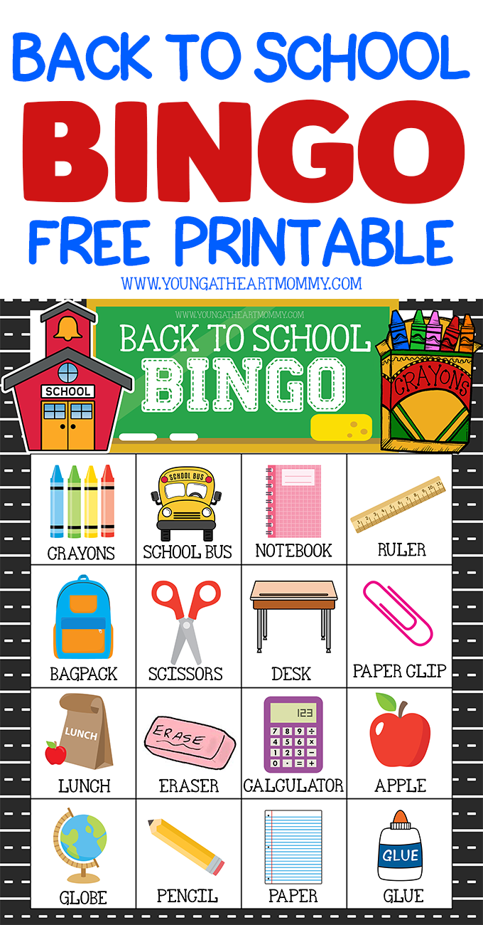 Free Printable Back To School BINGO Game Cards