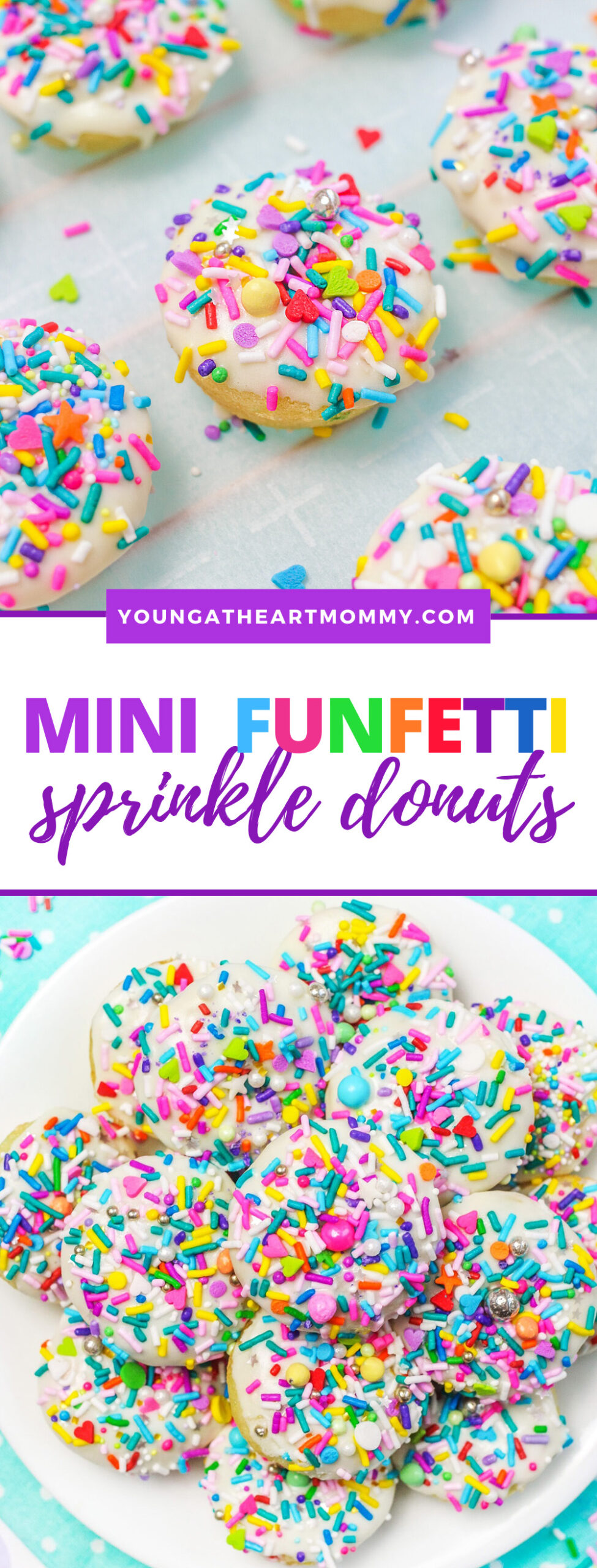 Mini Funetti Cake Mix Donuts With Sprinkles