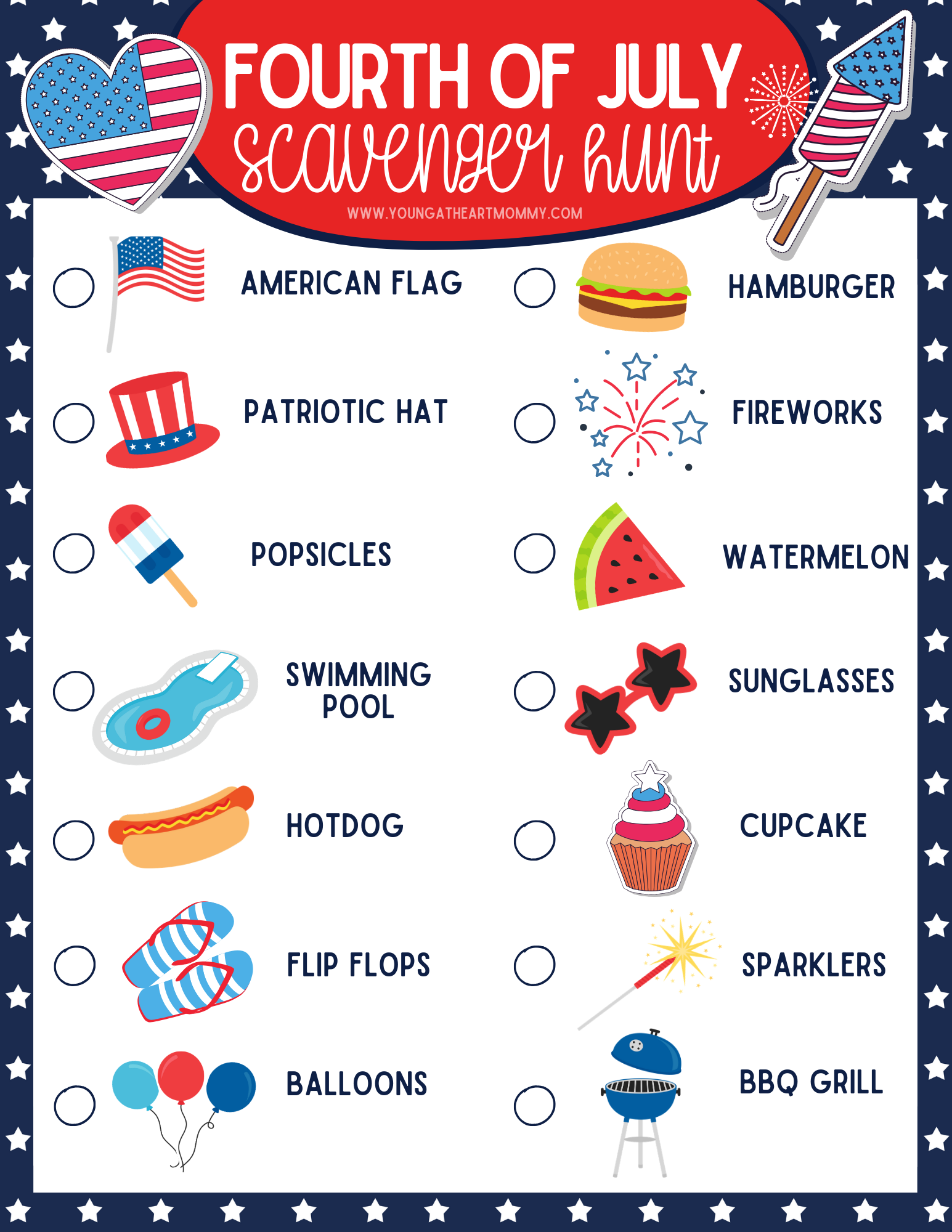 Free Fourth Of July Scavenger Hunt Printable Game